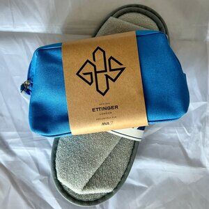 ANA Business Class Light Blue Canvas Amenity Kit by Ettinger with Slippers - NEW